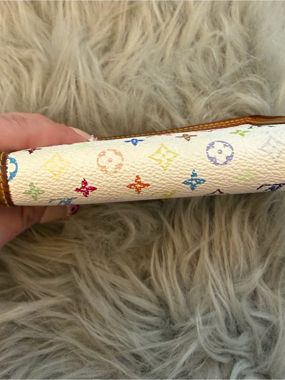 Louis Vuitton Multicolor Monogram White Canvas Wallet with Brown Trim - Picture 4 of 16